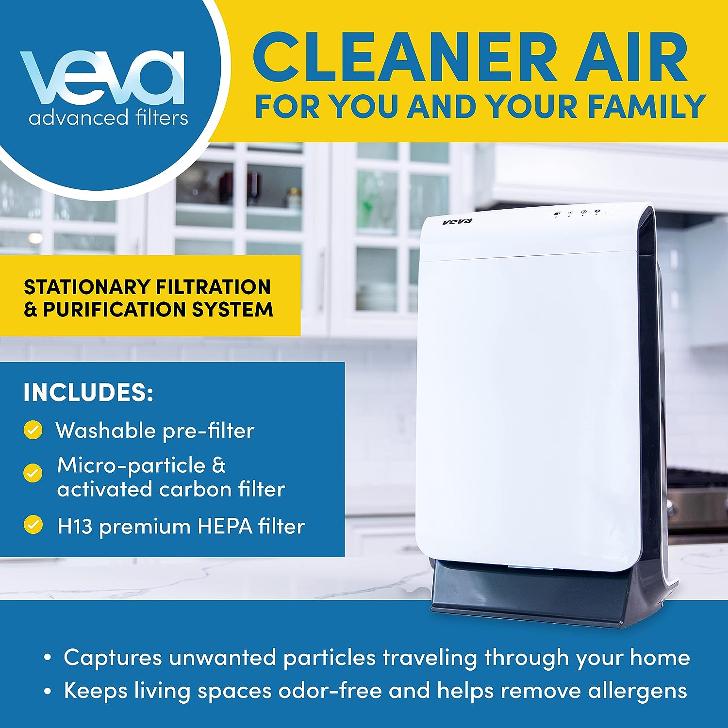 Air Purifier For Home Room H13 HEPA Washable Filter Allergies Pet