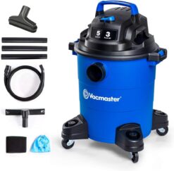 Vacmaster 3 Peak HP 5 Gallon Shop Vacuum with Hepa Filter Powerful Suction Wet Dry Vacuum Cleaner with Blower Function 1-1/4 inch Hose 10ft Power Cord