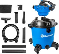 Vacmaster VBV1210, 12-Gallon* 5 Peak HP** Wet/Dry Shop Vacuum with Detachable Blower, Blue