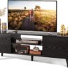 WLIVE TV Stand for 55 60 inch TV, Entertainment Center with Storage Cabinets, Rustic TV Console for Living Room Decor, Black