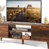WLIVE TV Stand for 55 60 inch TV, Mid Century Modern TV Console, Entertainment Center with Storage for Living Room, Retro Brown