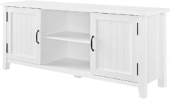 Walker Edison Buren Classic Grooved Door TV Stand for TVs up to 65 Inches, 58 Inch, Solid White
