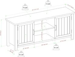 Walker Edison Buren Classic Grooved Door TV Stand for TVs up to 65 Inches, 58 Inch, Solid White