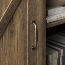 Walker Edison Georgetown Modern Farmhouse Double Barn Door TV Stand for TVs up to 65 Inches, 58 Inch, Rustic Oak