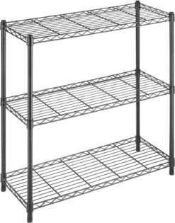 Whitmor Leveling Feet 350 Capacity Per Shelf Adjustable Shelves, 3 TIER(Supreme), Black