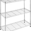 Whitmor Supreme 3 Tier Shelving with Adjustable Shelves and Leveling Feet - 350 lb. Capacity per Shelf - Chrome