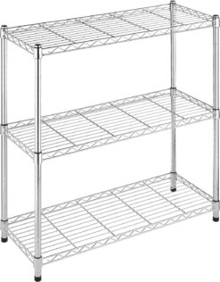 Whitmor Supreme 3 Tier Shelving with Adjustable Shelves and Leveling Feet - 350 lb. Capacity per Shelf - Chrome