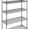 Whitmor Supreme Tier Shelving 5 Adjustable Shelving-500 Pound Weight Capacity Per Shelf-Leveling Feet, 18" x 48" x 74", Black