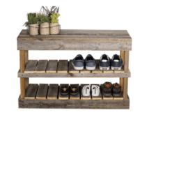 Woven Paths Rustic Wood 2 -Tier Shoe Rack Bench with Storage, Brown