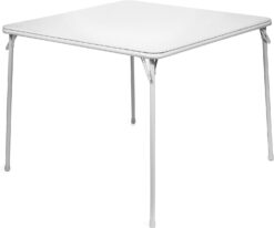 XL Series Square Folding Card Table (38) - Easy-to-Use Collapsible Legs for Portability and Storage - Vinyl Upholstery for Convenient Cleaning - Steel Construction, Wheelchair Accessible (White)