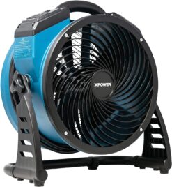 XPOWER FC-250AD DC Motor Heavy Duty Industrial High Velocity Whole Room Air Mover Air Circulator Utility Floor Fan with Daisy Chain, Variable Speed, Timer, 13 inch, 1560 CFM