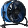 XPOWER FC-300 Heavy Duty Industrial High Velocity Whole Room Air Mover Air Circulator Utility Shop Floor Fan, Variable Speed, Timer, 14 inch, 2100 CFM, Black, Blue