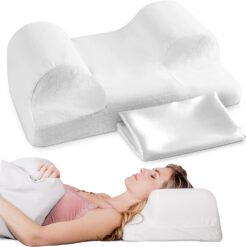YourFacePillow Beauty Pillow - Anti Wrinkle & Anti Aging Back Sleeping Pillow - Wrinkle Prevention Pillow to Sleep on Back - Memory Foam Beauty Sleep Pillow (Standard with Satin Case)