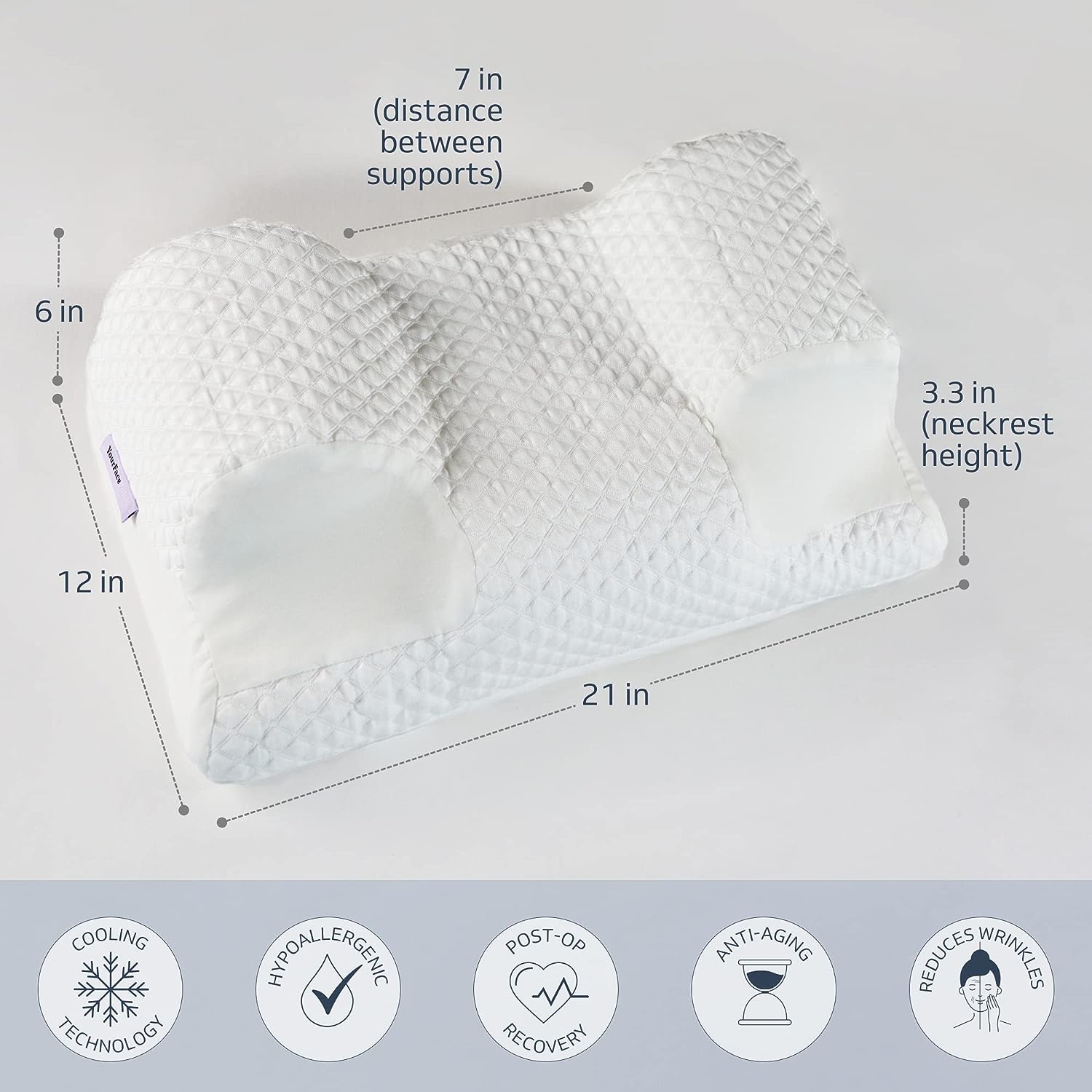 YourFacePillow Cervical Neck Beauty Pillow for Back Sleeping, Memory Foam  Cervical Pillow, Ergonomic Pillow with Contoured Neck and Shoulder Support