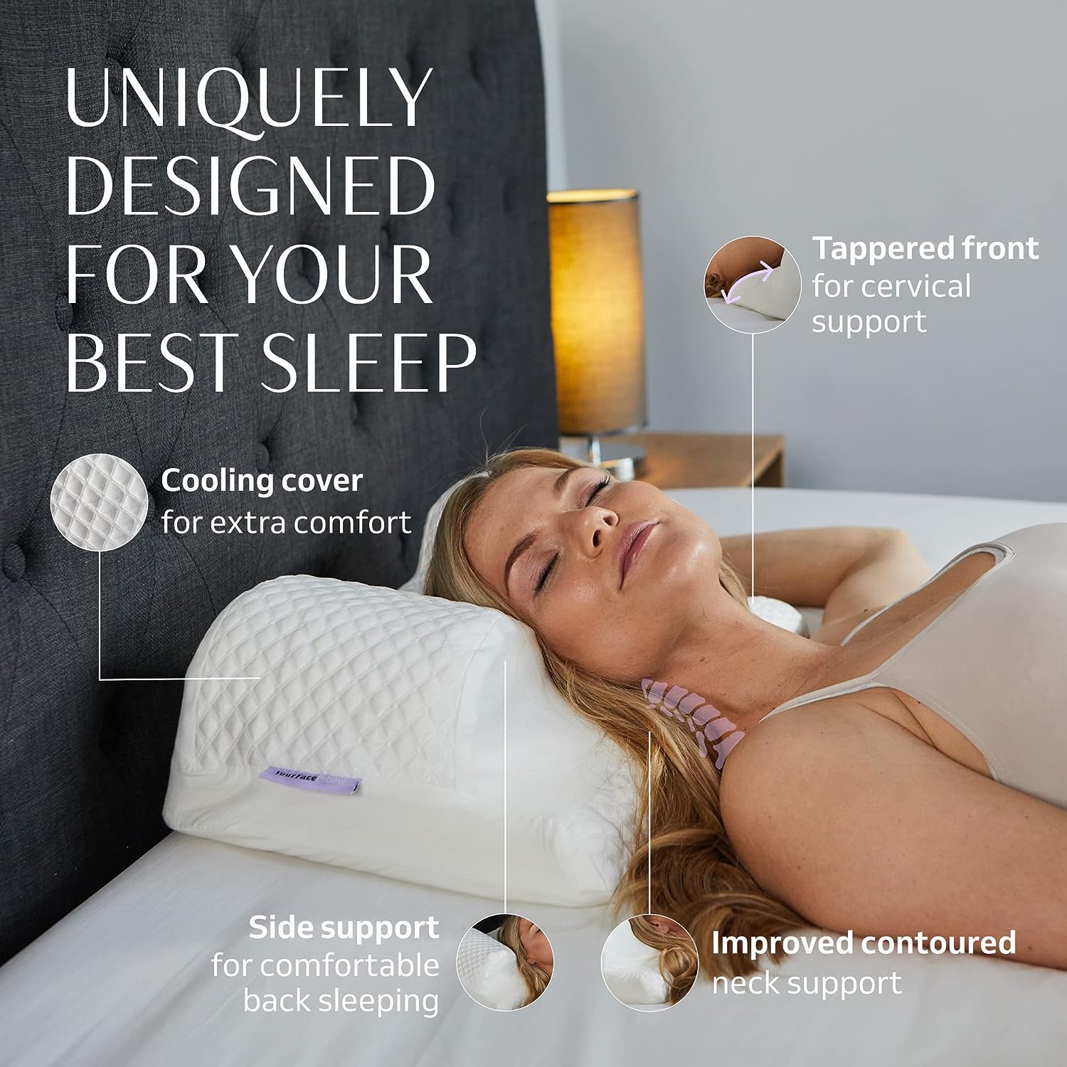 YourFacePillow Cooling Beauty Pillow with Satin Case - Anti Aging Beauty  Sleep Pillow for Wrinkle Prevention - Memory Foam Back Sleeping Pillow -  Breathable & Soft Anti Wrinkle Pillow