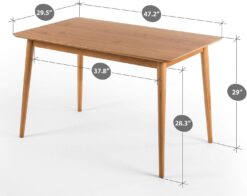 ZINUS Jen 47 Inch Dining Table, Solid Wood Kitchen Desk, Easy Assembly, Natural Brown
