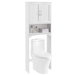 Yaheetech Over The Toilet Cabinet MDF Bathroom Storage Organizer with Adjustable Shelf, White
