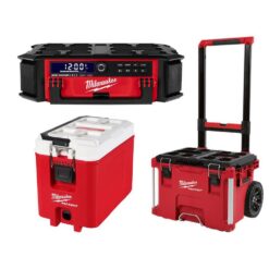 Milwaukee 2950-20-48-22-8426-48-22-8460 M18 Lithium-Ion Cordless PACKOUT Radio/Speaker with Built-In Charger w/PACKOUT 22 in. Rolling Tool Box & 16 Qt. Cooler
