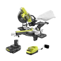 RYOBI PBT01B-PSK005 ONE+ 18V Cordless 7-1/4 in. Sliding Compound Miter Saw with 2.0 Ah Battery and Charger