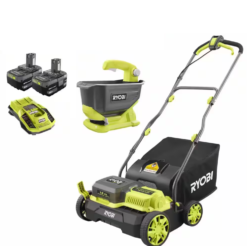 RYOBI P2740-SS ONE+ HP 18-Volt Brushless 14 in. Cordless Battery Cultivator, Seed Spreader, Two 4.0 Ah Batteries and Charger