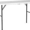 4 FT Folding Table, Plastic Portable Tables for Dining Parties Card Picnic Camping, Granite White