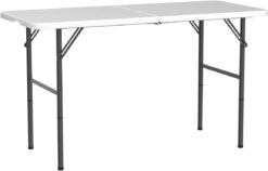 4 FT Folding Table, Plastic Portable Tables for Dining Parties Card Picnic Camping, Granite White