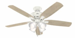 Hunter Fans-Amberlin 52 Inch Ceiling Fan with LED Light Kit and Pull Chain-Fresh White Finish