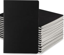 Labkiss 24 Pack College Ruled Notebook & Journal Bulk, Black Cover, Line Thick Paper, A5 Size, 5.5x8.3 inch, 60 Pages, Small Subject Note Pad Planner Set for Women Men Kids Traveler Student Office