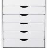 DEVAISE 7-Drawer Chest, Wood Storage Dresser Cabinet with Wheels, White