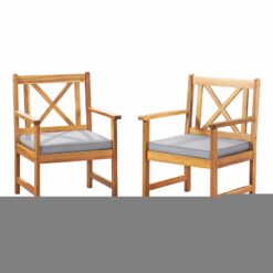 Alaterre Furniture Manchester Acacia Wood Chairs with Cushions - Set of 2, Natural
