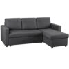 Alden Design Reversible Sectional Sleeper Sofa with Pull Out Bed and Storage, Dark Gray