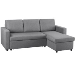 Alden Design Reversible Sectional Sleeper Sofa with Pull Out Bed and Storage, Light Gray
