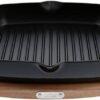 All-Clad Cast Iron Square Griddle with Acacia Trivet 11 Inch Induction Oven Broil Safe 650F Pots and Pans, Cookware Black