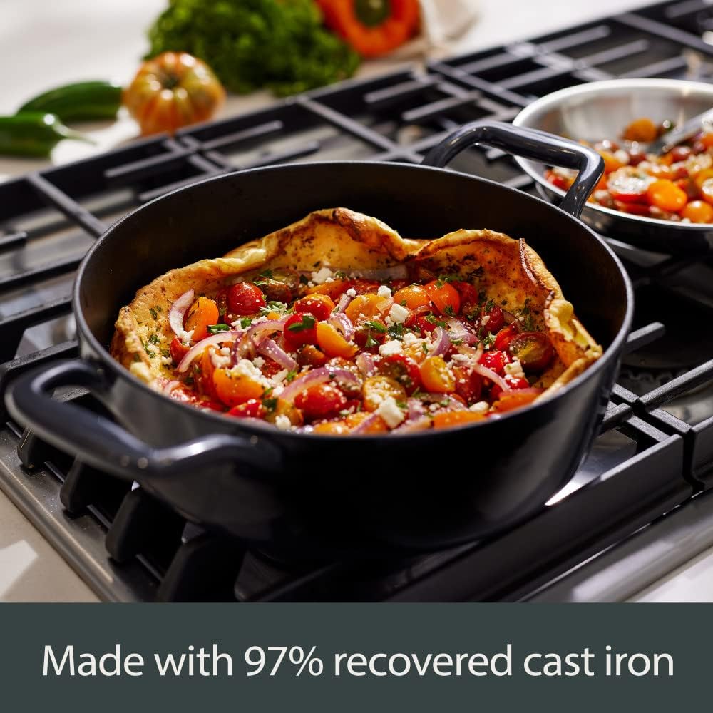 All-Clad Cast Iron Square Grill with Acacia Trivet 11 Inch Induction Oven  Broil Safe 650F Pots and Pans, Cookware Black