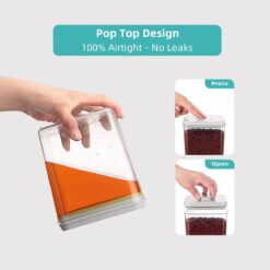 Ankou Food Storage Containers, Pop Airtight Food Storage Containers with Lids for Kitchen Pantry Organizing Stackable Container For Cereal Snack Flour Sugar Coffee Spaghetti - 8 Pcs (1.2, 2.0, 2.7, 3.3qt)2