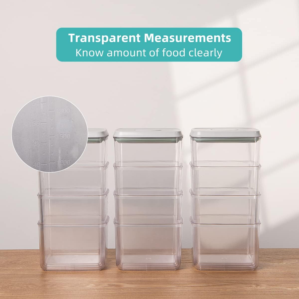 Food Storage Containers, Pop Airtight Food Storage Containers with Lids for Kitchen Pantry Organizing Stackable Food Container for Cereal Snack Sugar