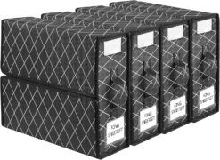 BIKTIC SheetCube Bed Sheet Organizers and Storage,4 Pack Sheet Folder Organizer (Queen or King Size), Linen Closet Organizer for Bedding Sheets,Duvet Covers and Pillow cases,Black…