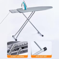 BKTD Ironing Board, Heat Resistant Cover Iron Board with Steam Iron Rest, Non-Slip Foldable Ironing Stand. Heavy Sturdy Metal Frame Legs Iron Stand(13 34 53 Inches) Silver Gray Color