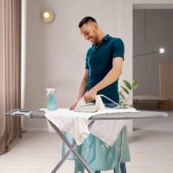 BKTD Ironing Board, Heat Resistant Cover Iron Board with Steam Iron Rest, Non-Slip Foldable Ironing Stand. Heavy Sturdy Metal Frame Legs Iron Stand(13 34 53 Inches) Silver Gray Color