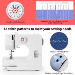 BUXFMHT Sewing Machine, Mini Sewing Machine, Electric Portable Sewing Machine for Beginners, 12 Stitch Dual Speed with Foot Pedal & Sewing Kit