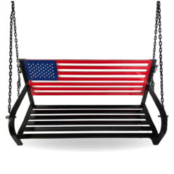 Backyard Expressions American Flag Outdoor Porch Swing w Hanging Chains - Red, White, Blue