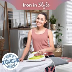 Bartnelli Classic Ironing Board Made in Europe Premium Iron Board with 4 Layered Cover & Pad, Height Adjustable up to 36 Features A Safety Iron Rest, 4 Steel Legs (43x14) (Rose-Gray)