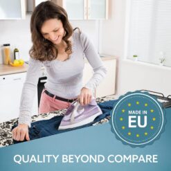 Bartnelli Pro Luxury Ironing Board - Extra Wide 62x19 Steam Iron Rest, Adjustable Height, T-Leg Foldable, European Made