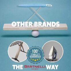 Bartnelli Pro Luxury Ironing Board - Extra Wide 62x19 Steam Iron Rest, Adjustable Height, T-Leg Foldable, European Made