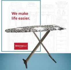 Bartnelli Pro Luxury Ironing Board - Extra Wide 62x19 Steam Iron Rest, Adjustable Height, T-Leg Foldable, European Made