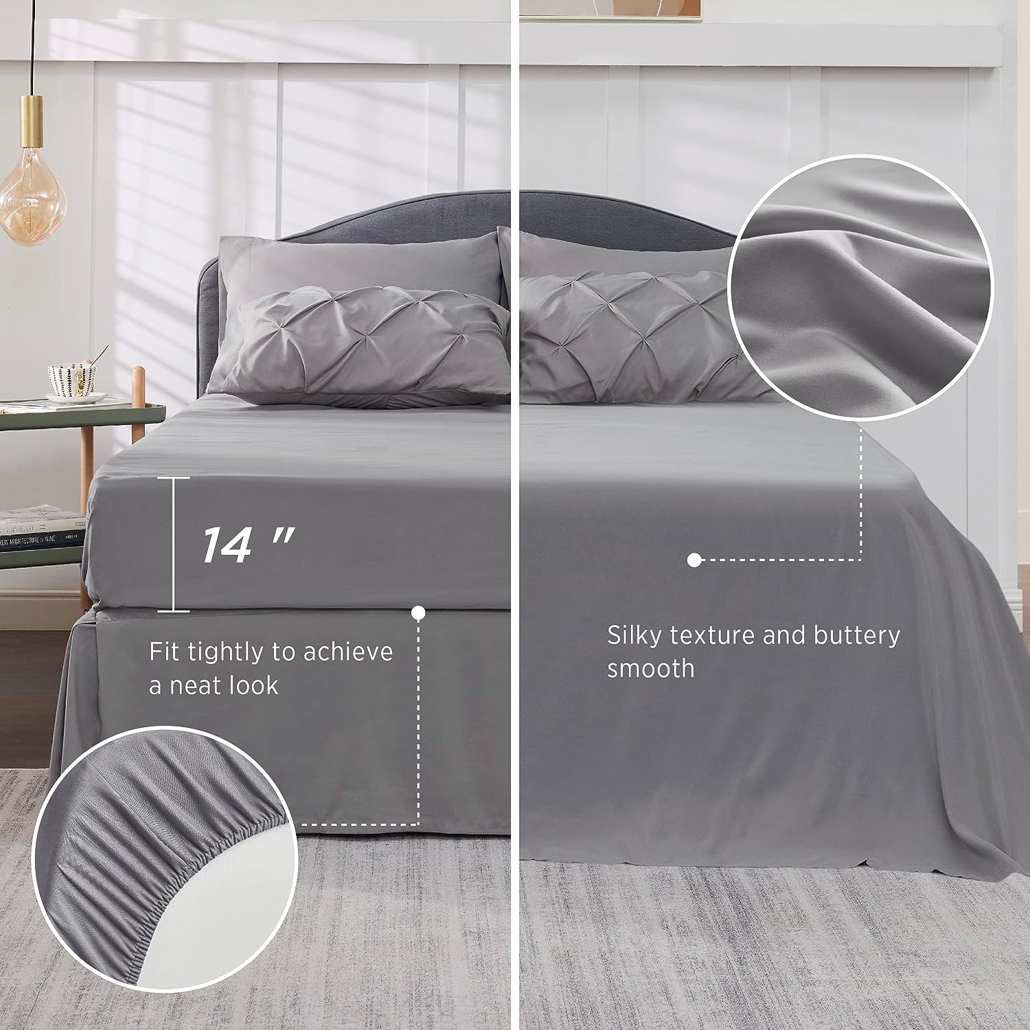 Bedsure Queen Comforter Set - 7 Pieces Comforters Queen Size Grey