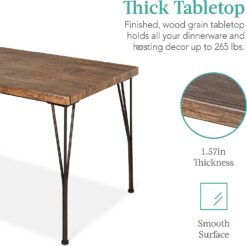 Best Choice Products 5-Piece Metal and Wood Indoor Modern Rectangular Dining Table Furniture Set for Kitchen, Dining Room, Dinette, Breakfast Nook w 4 Chairs - Drift Brown