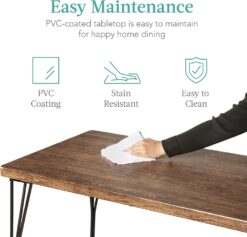 Best Choice Products 5-Piece Metal and Wood Indoor Modern Rectangular Dining Table Furniture Set for Kitchen, Dining Room, Dinette, Breakfast Nook w 4 Chairs - Drift Brown