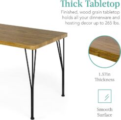 Best Choice Products 5-Piece Metal and Wood Indoor Modern Rectangular Dining Table Furniture Set for Kitchen, Dining Room, Dinette, Breakfast Nook w4 Chairs - Brown