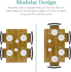 Best Choice Products 5-Piece Metal and Wood Indoor Modern Rectangular Dining Table Furniture Set for Kitchen, Dining Room, Dinette, Breakfast Nook w4 Chairs - Brown